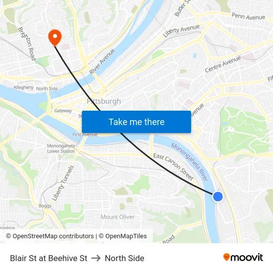 Blair St at Beehive St to North Side map