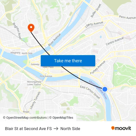 Blair St at Second Ave FS to North Side map