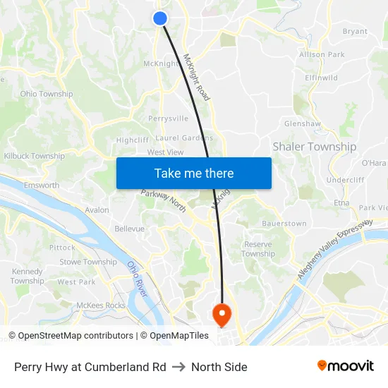 Perry Hwy at Cumberland Rd to North Side map