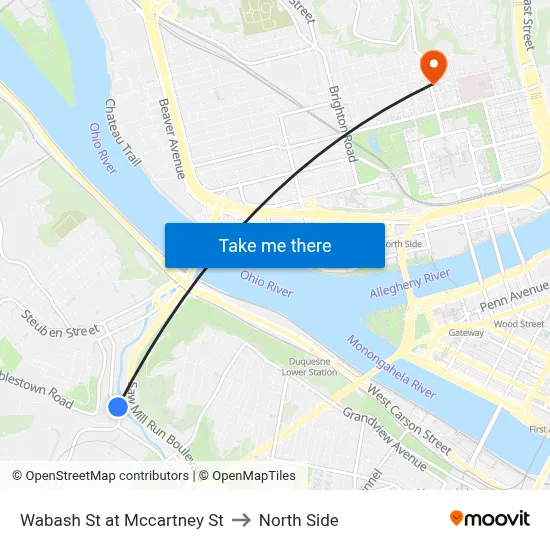 Wabash St at Mccartney St to North Side map