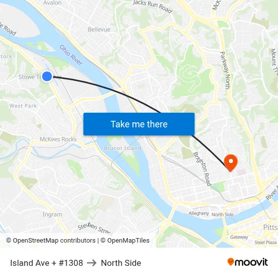 Island Ave + #1308 to North Side map
