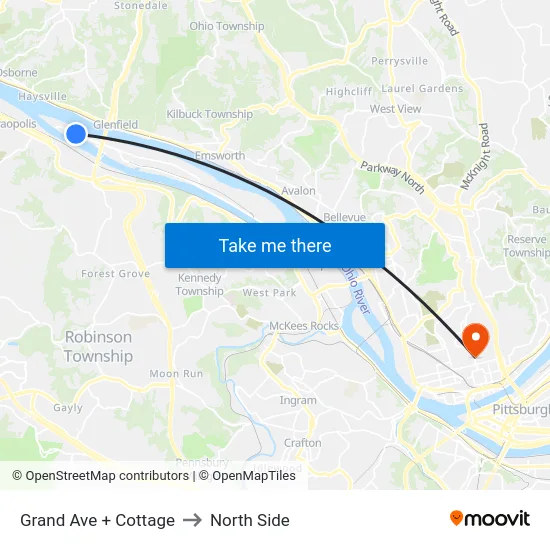Grand Ave + Cottage to North Side map