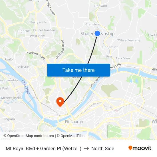 Mt Royal Blvd + Garden Pl (Wetzell) to North Side map