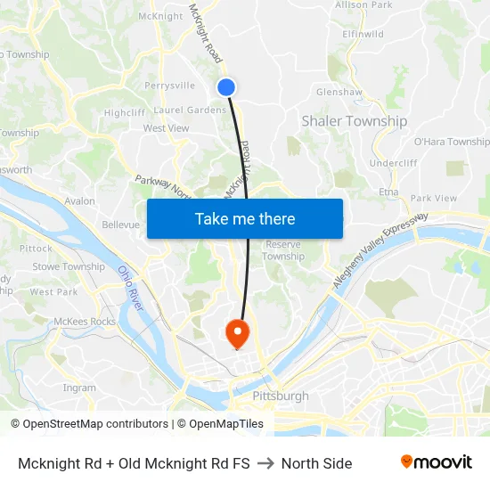 Mcknight Rd + Old Mcknight Rd FS to North Side map