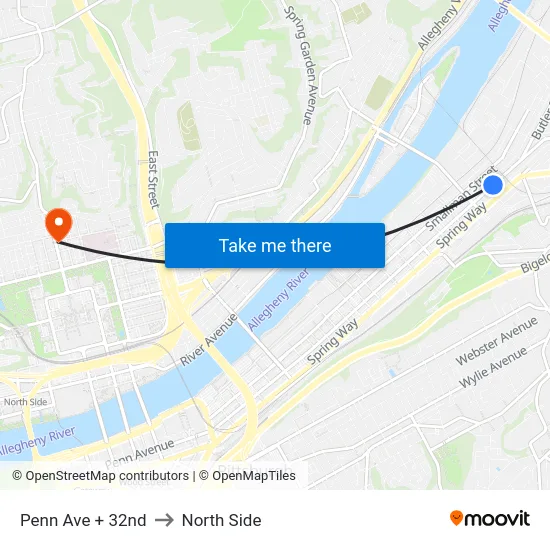 Penn Ave + 32nd to North Side map