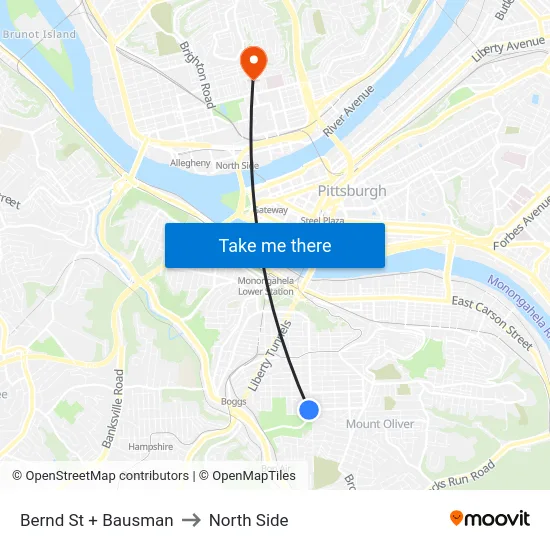 Bernd St + Bausman to North Side map