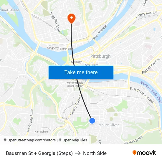 Bausman St + Georgia (Steps) to North Side map
