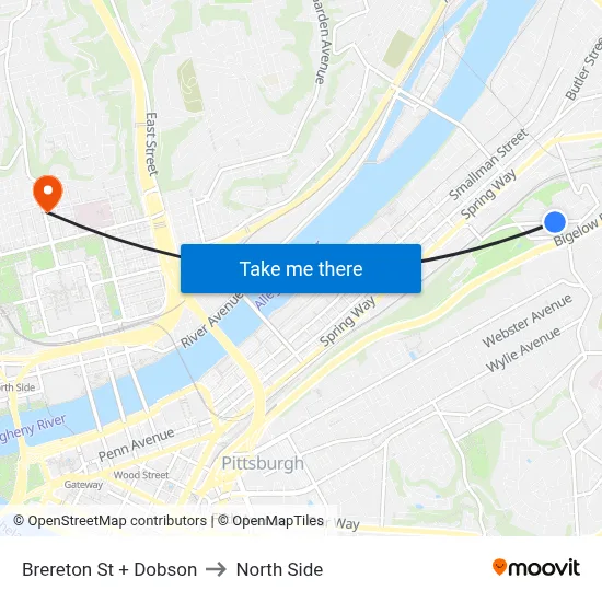 Brereton St + Dobson to North Side map