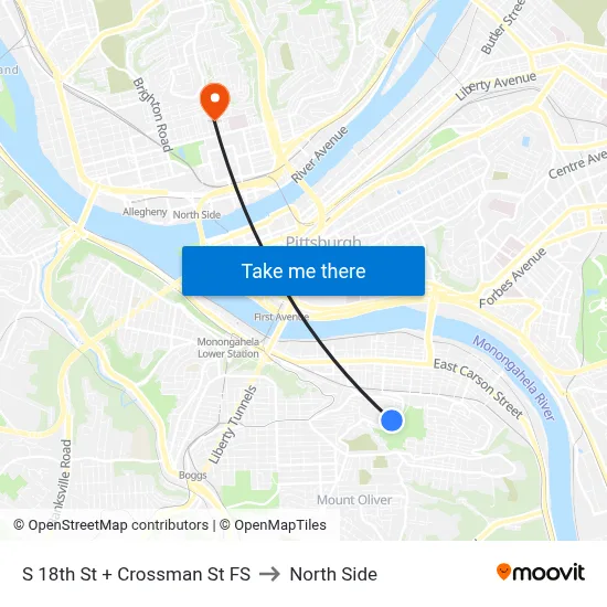 S 18th St + Crossman St FS to North Side map