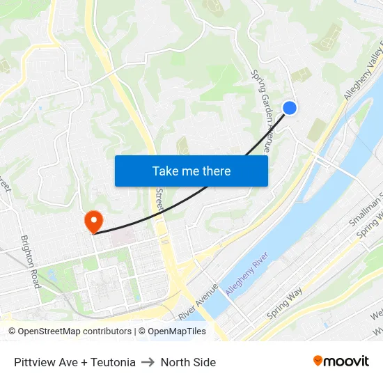 Pittview Ave + Teutonia to North Side map