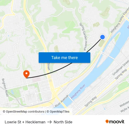 Lowrie St + Heckleman to North Side map