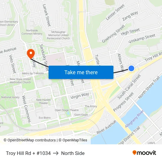 Troy Hill Rd + #1034 to North Side map