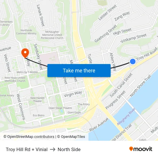 Troy Hill Rd + Vinial to North Side map