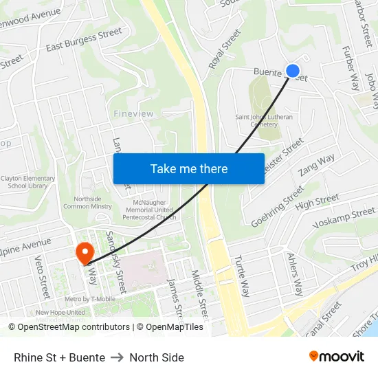 Rhine St + Buente to North Side map