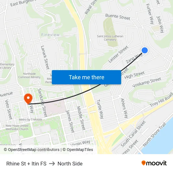 Rhine St + Itin FS to North Side map