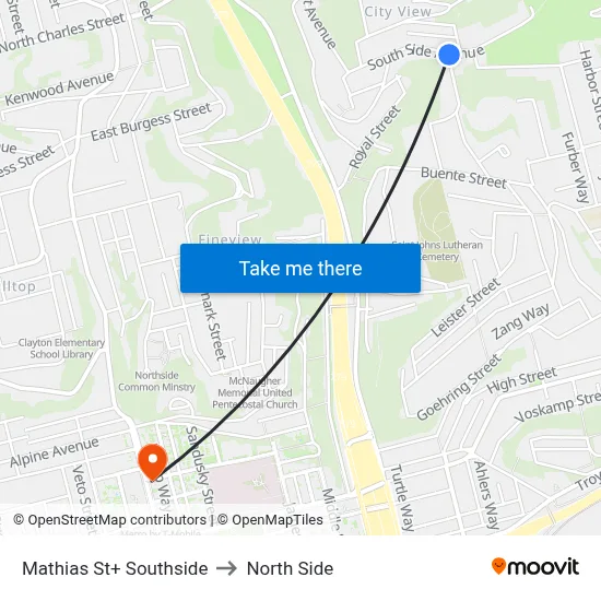 Mathias St+ Southside to North Side map