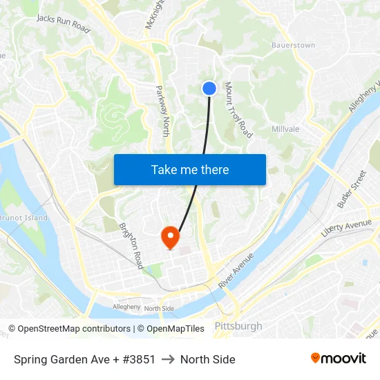 Spring Garden Ave + #3851 to North Side map