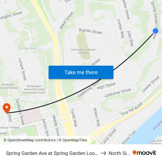Spring Garden Ave at Spring Garden Loop Pnr to North Side map