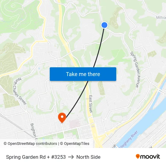 Spring Garden Rd + #3253 to North Side map