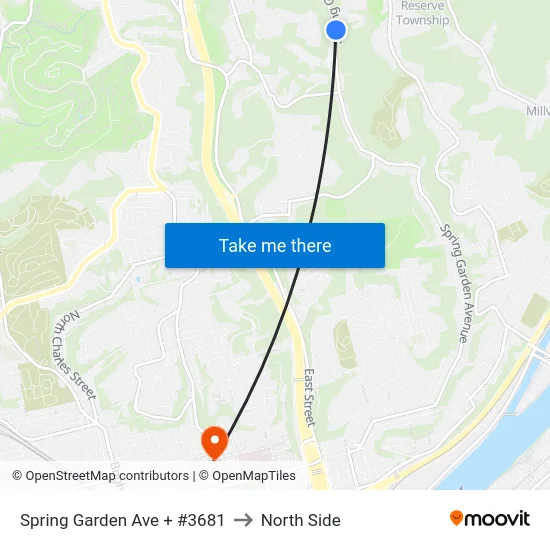 Spring Garden Ave + #3681 to North Side map