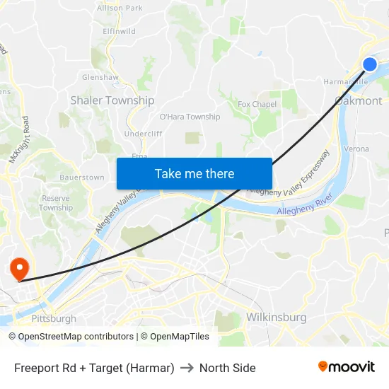 Freeport Rd + Target (Harmar) to North Side map