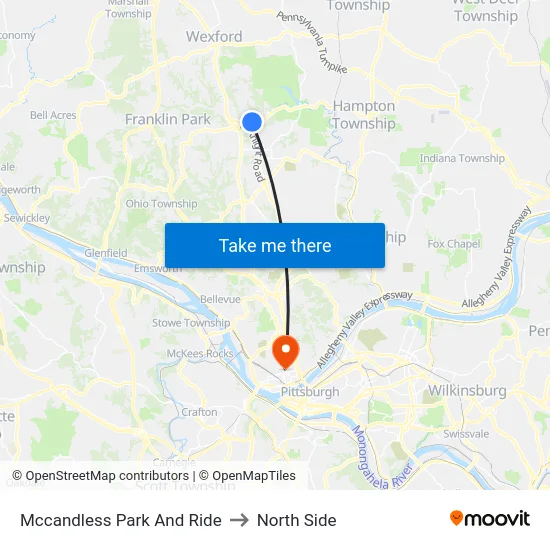 Mccandless Park And Ride to North Side map