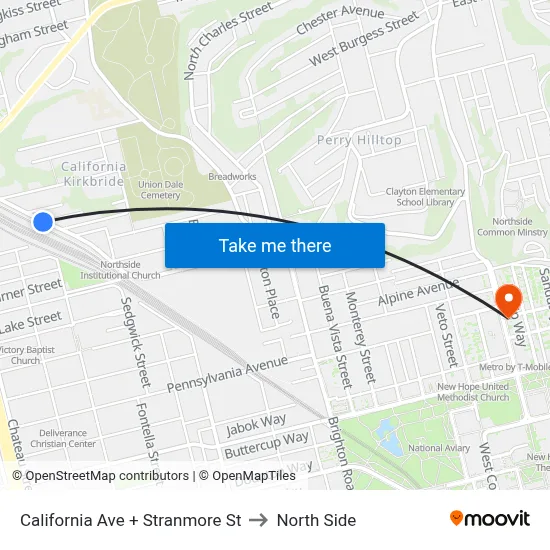 California Ave + Stranmore St to North Side map