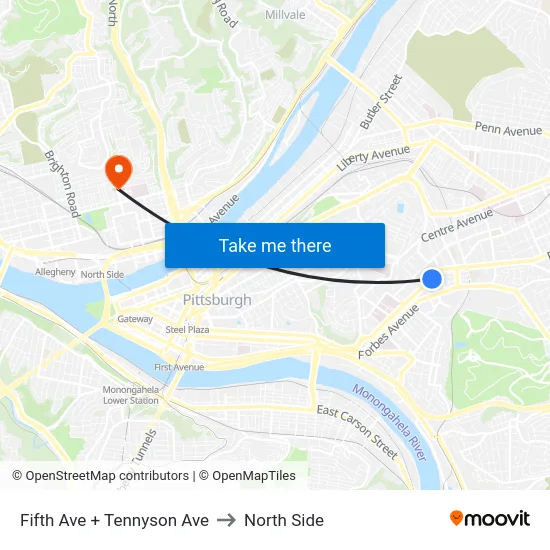 Fifth Ave + Tennyson Ave to North Side map