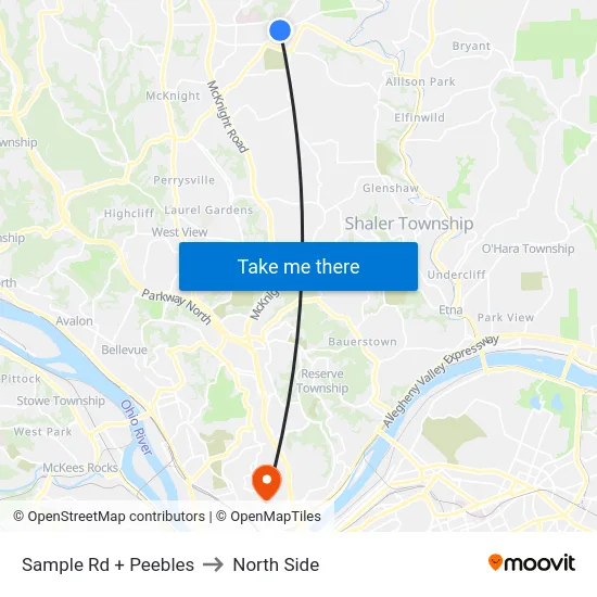 Sample Rd + Peebles to North Side map