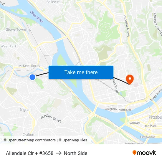 Allendale Cir + #3658 to North Side map
