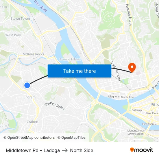 Middletown Rd + Ladoga to North Side map