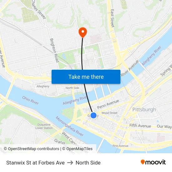 Stanwix St at Forbes Ave to North Side map