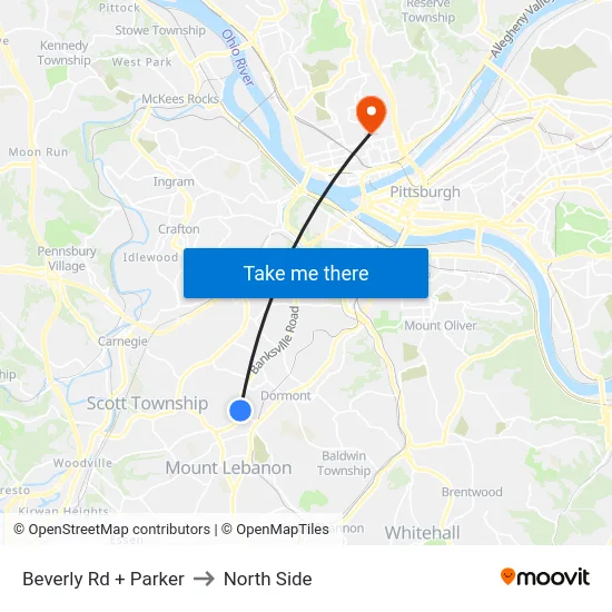Beverly Rd + Parker to North Side map