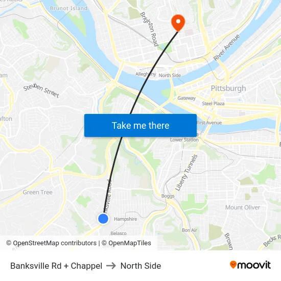 Banksville Rd + Chappel to North Side map