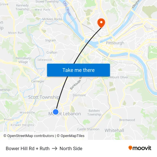 Bower Hill Rd + Ruth to North Side map