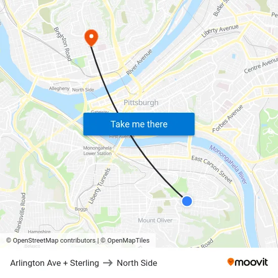 Arlington Ave + Sterling to North Side map