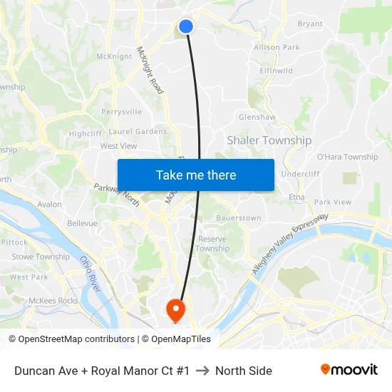 Duncan Ave + Royal Manor Ct #1 to North Side map
