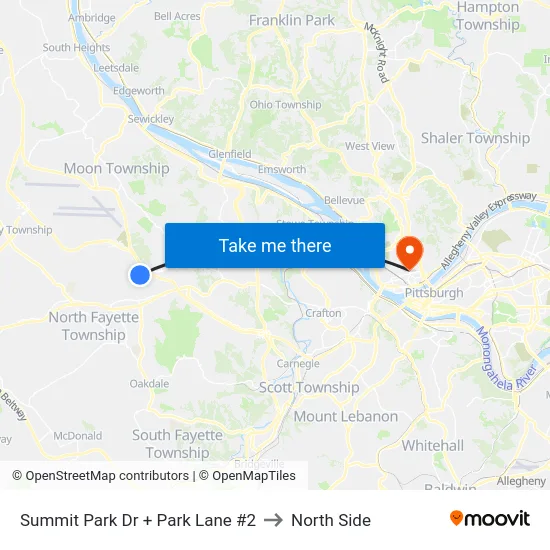 Summit Park Dr + Park Lane #2 to North Side map