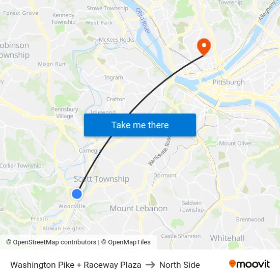 Washington Pike + Raceway Plaza to North Side map