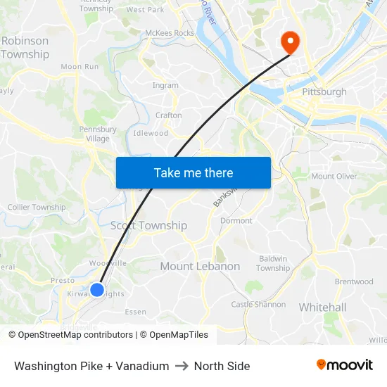 Washington Pike + Vanadium to North Side map