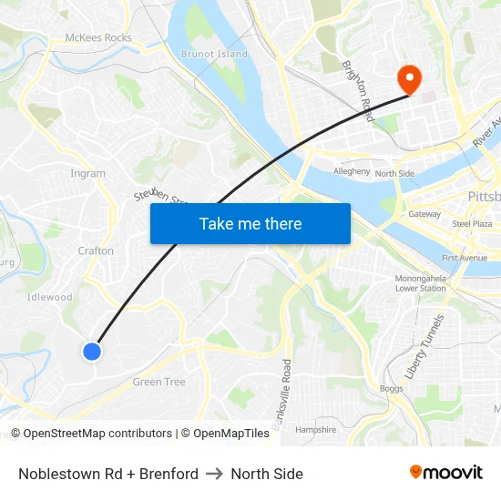 Noblestown Rd + Brenford to North Side map