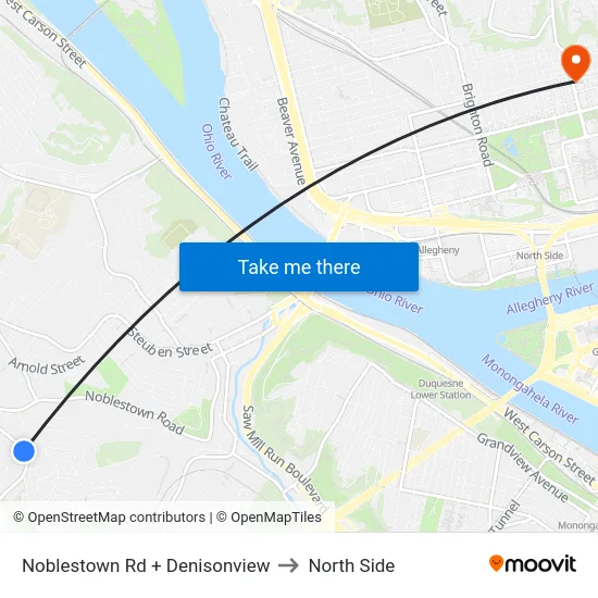 Noblestown Rd + Denisonview to North Side map