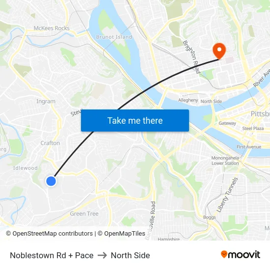 Noblestown Rd + Pace to North Side map