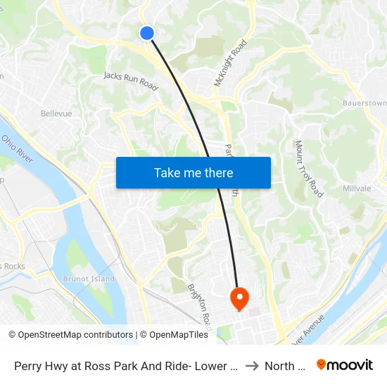 Perry Hwy at Ross Park And Ride- Lower Lot Shelter to North Side map