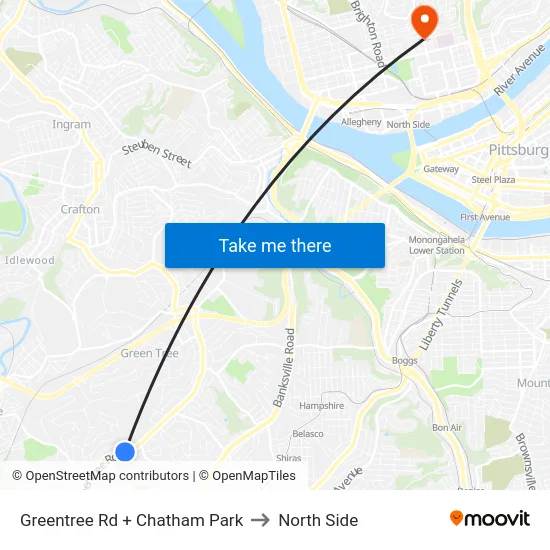 Greentree Rd + Chatham Park to North Side map