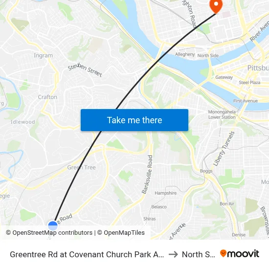 Greentree Rd at Covenant Church Park And Ride to North Side map