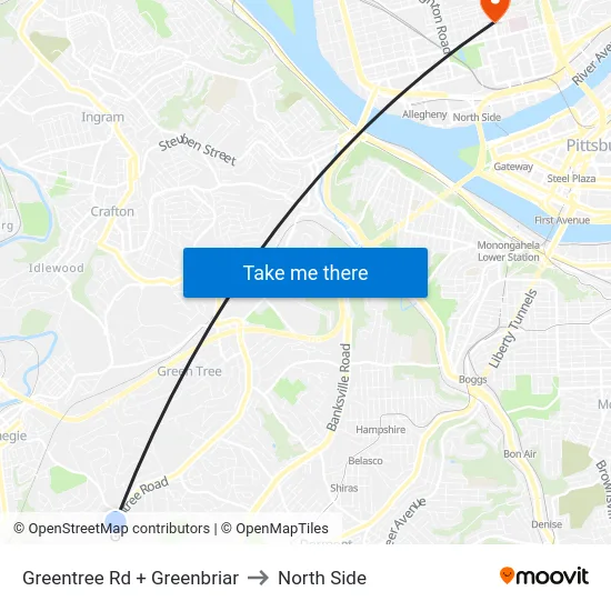 Greentree Rd + Greenbriar to North Side map