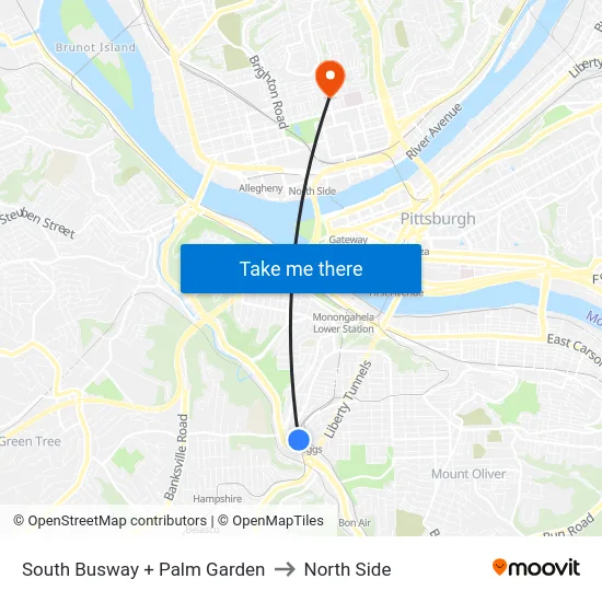 South Busway + Palm Garden to North Side map