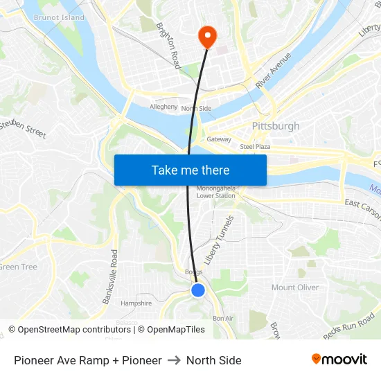 Pioneer Ave Ramp + Pioneer to North Side map