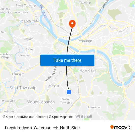 Freedom Ave + Wareman to North Side map